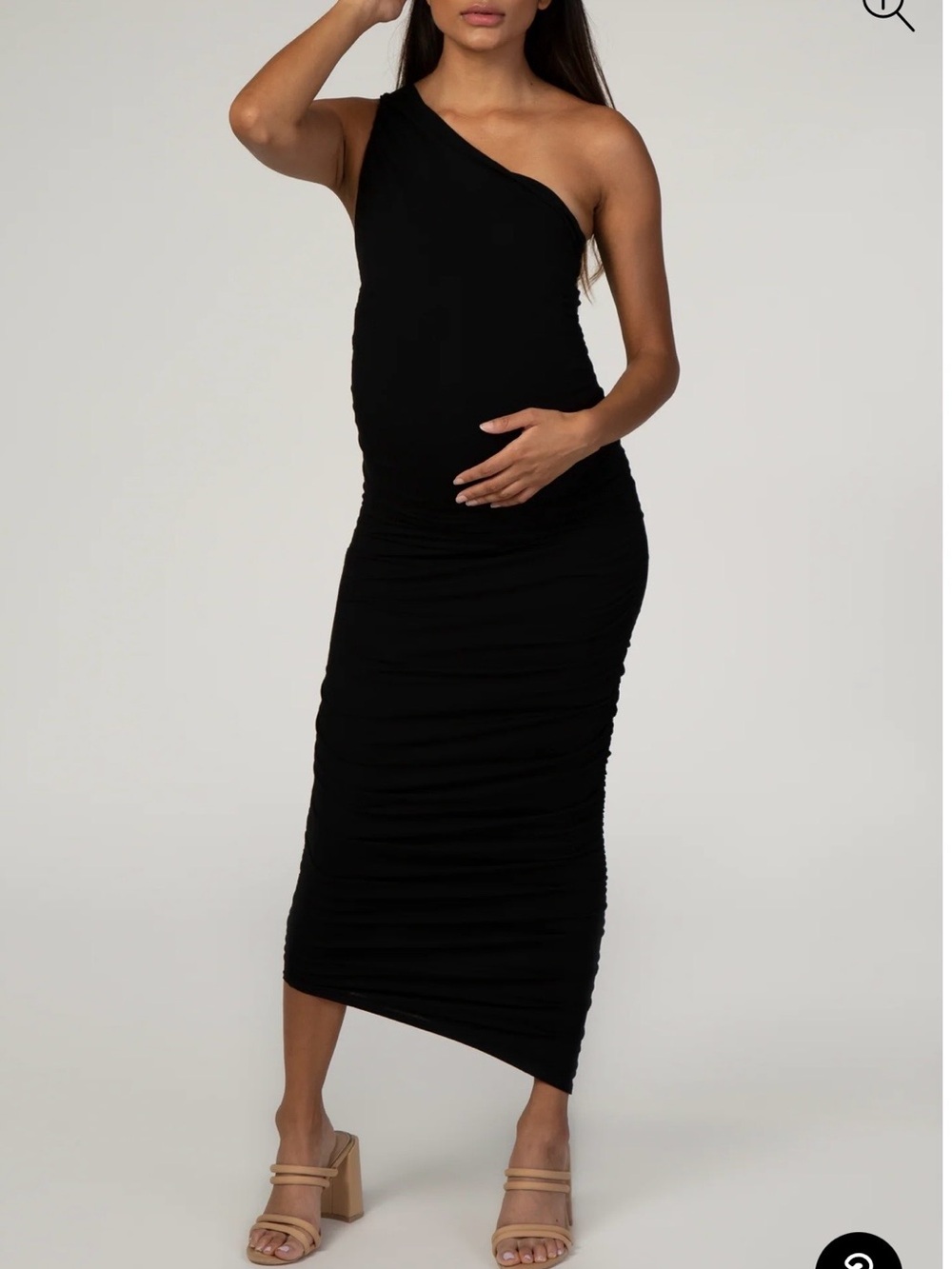 PinkBlush One-Shoulder Midi Maternity/Post-Bump Friendly Dress